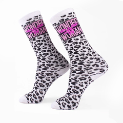 Meia Cano Alto Mulher Maravilha Animal Print