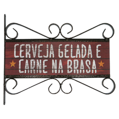 Placa - Cerveja Gelada e Carne na Brasa