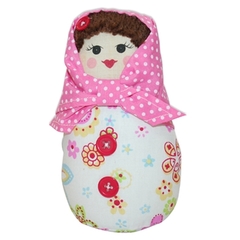 Boneca Matrioshka Lenço Rosa - 15cm