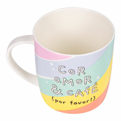 Caneca 400ml Frases Cores e Amores - Com Café 35061 na internet