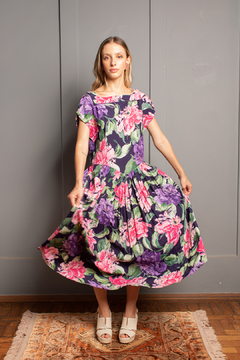 Vestido vintage estampado P/M - loja online