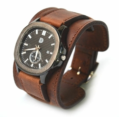 Brazalete de Cuero con reloj - P771 Marron