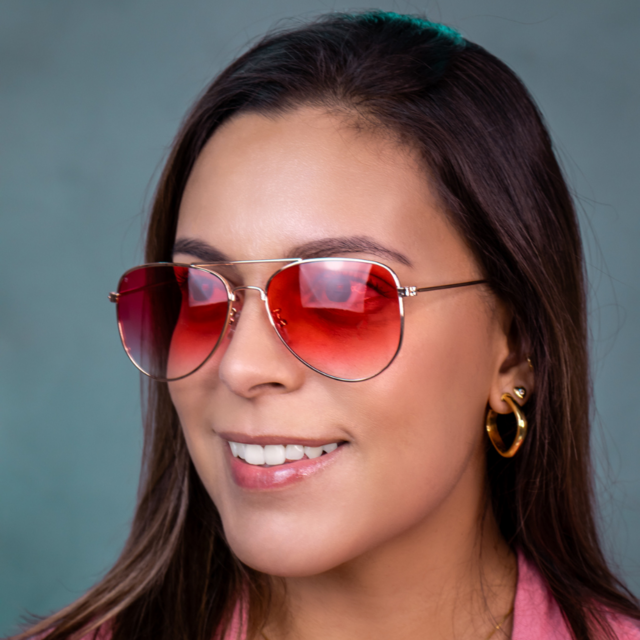 óculos de sol aviador classic rosa degradê