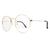 O Óculos Break Dourado possui design moderno com formato arredondado e com sua armação em metal na cor dourado.