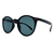 O Óculos de Sol Doha 2.0 Todo Preto possui formato redondo com armação em acetato preto brilhante e hastes com amortecedores internos. Lentes na cor preta. 