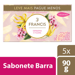 Pack Sabonete Barra Vegetal Cerejeira e Ylang Francis Caixa 5 Unidades 90g Cada Leve Mais Pague Menos