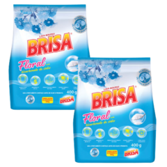 Kit com 2 Detergente em pó Brisa Floral com Bicarbonato 400g