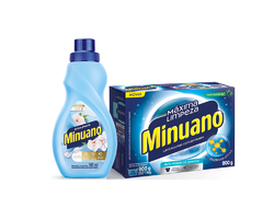 Kit Minuano Lava Roupa Pó 800g e Amaciante Brisa Macia 500ml