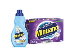 Kit Minuano Lava Roupas em Pó 1,6Kg e Amaciante Azul 500ml