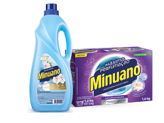 Kit Minuano LavaRoupas Pó 1,6Kg e Amaciante JardimSecreto 2L