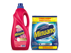 Kit Minuano Lava Roupas Pó 1,6Kg e Amaciante Rosa 2L