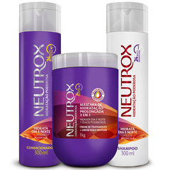 Kit Shampoo 300ml Condicionador 200ml e Creme de Tratamento 1kg Neutrox Aqua