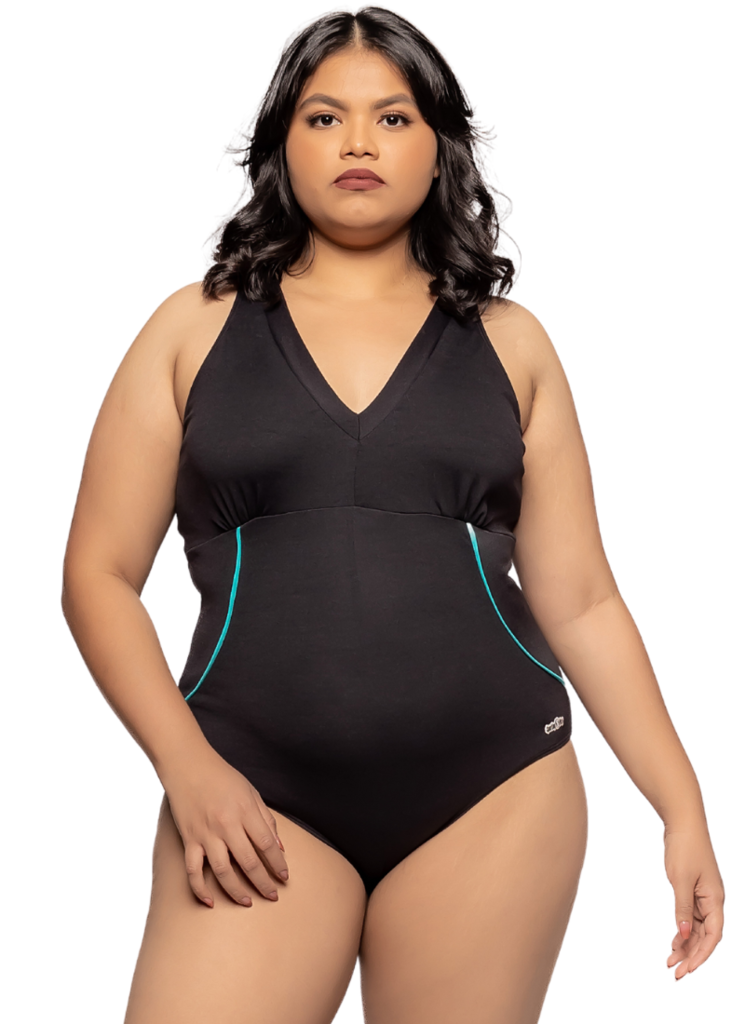 Maiô de Natação sem Bojo Preto Plus Size