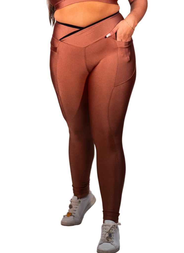 Calca Legging Alta Compressão Plus Size Salmão