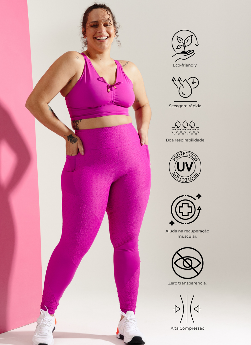 Calça Legging com Bolso Plus Size Roxo