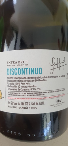 Discontinuo Extra Brut 2019 by Fabricio Orlando - comprar online