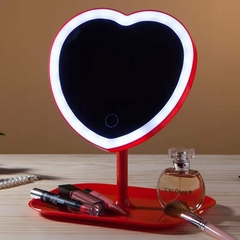 Espejo con Luz Led Corazón con Base - carga USB