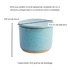 Manteigueira Francesa de cerâmica Azul - Cerâmica Lavanda peças Exclusivas feitas à mão