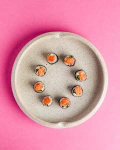 Prato Sushi de cerâmica redondo grande Amarelo - envio em até 3 dias úteis. - Cerâmica Lavanda peças Exclusivas feitas à mão