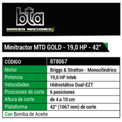 Mini Tractor MTD Gold Hydro 19 HP - comprar online