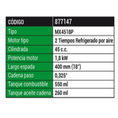 Motosierra BTA 45CC MX4518P 18" - comprar online