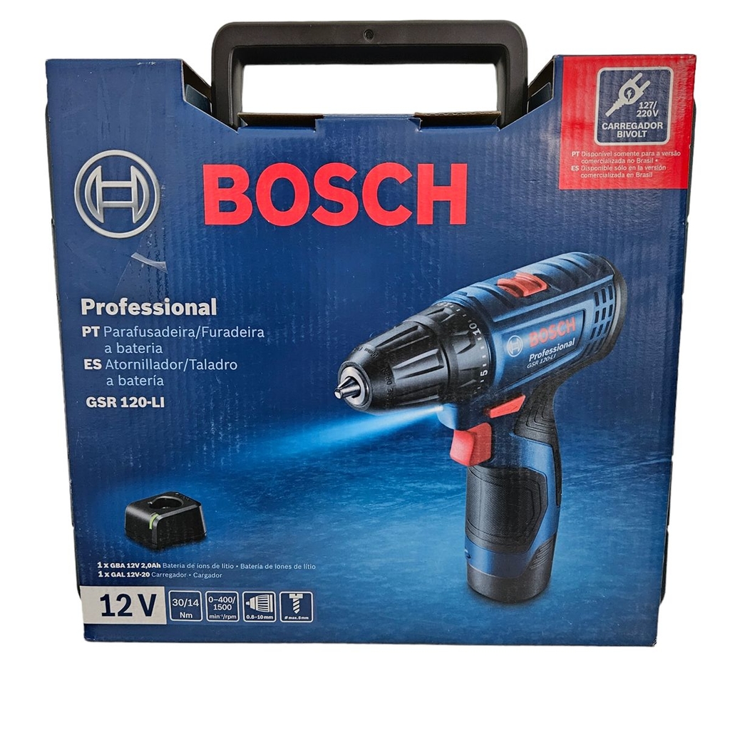 Atornillador Taladro BOSCH 12V con 1 Batería y Cargador en Maletín