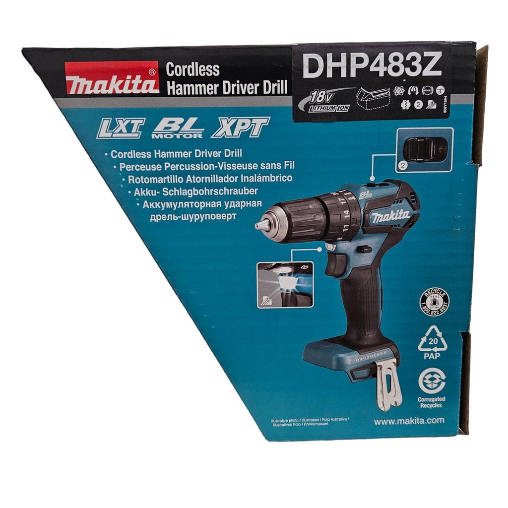 Taladro Percutor MAKITA Inalámbrico 18V de 1/2 con maletín, cargador y dos  baterías Litio Ion DHP453SYE