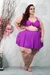 Biquini com saia embutida com cropped plus size tamanho 60 liso fuscia