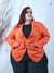 Blazer Alfaiataria Telha com Bolso Besom Plus Size - Sandy Moda Praia Plus Size