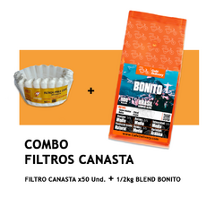 COMBO FILTROS CANASTA x50uds + 1/2kg CAFÉ BONITO