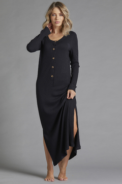 Vestido Longo Canelado Preto (284.02)