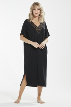 Kaftan Decote V Renda Preto (303.02)