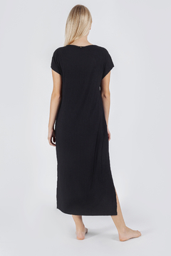 Vestido Midi Canelado Preto - comprar online