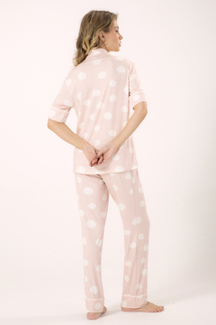 Pijama Calça Abotoado Poa Rosa (409) na internet