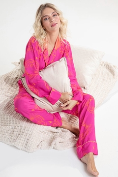Pijama Longo Abotoado Tigresa Pink (397.01)