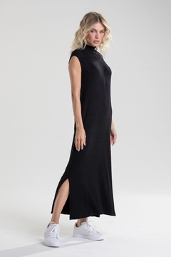 Vestido Regata Midi Canelado Tricot Preto (2025.01)