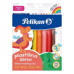 Plastilina Pelikan Glitter x 10 Barritas Colores Con Brillo