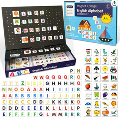 LETRAS E IMAGENES MAGNETICAS INGLES 156 Pzs IMAN ABECEDARIO