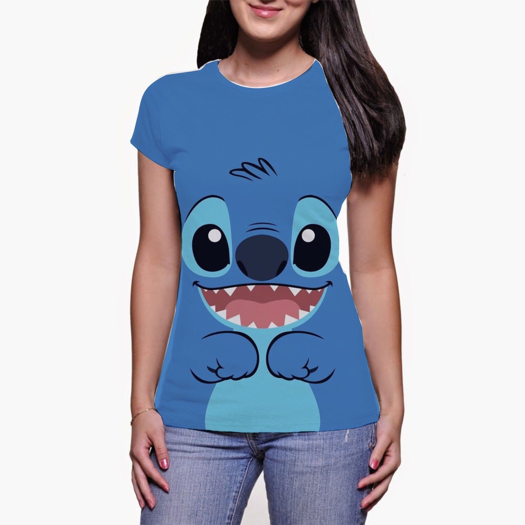 Camisa Camiseta Feminina Lilo e Stitch Stitch Personalizada Estampa Total  LLO1