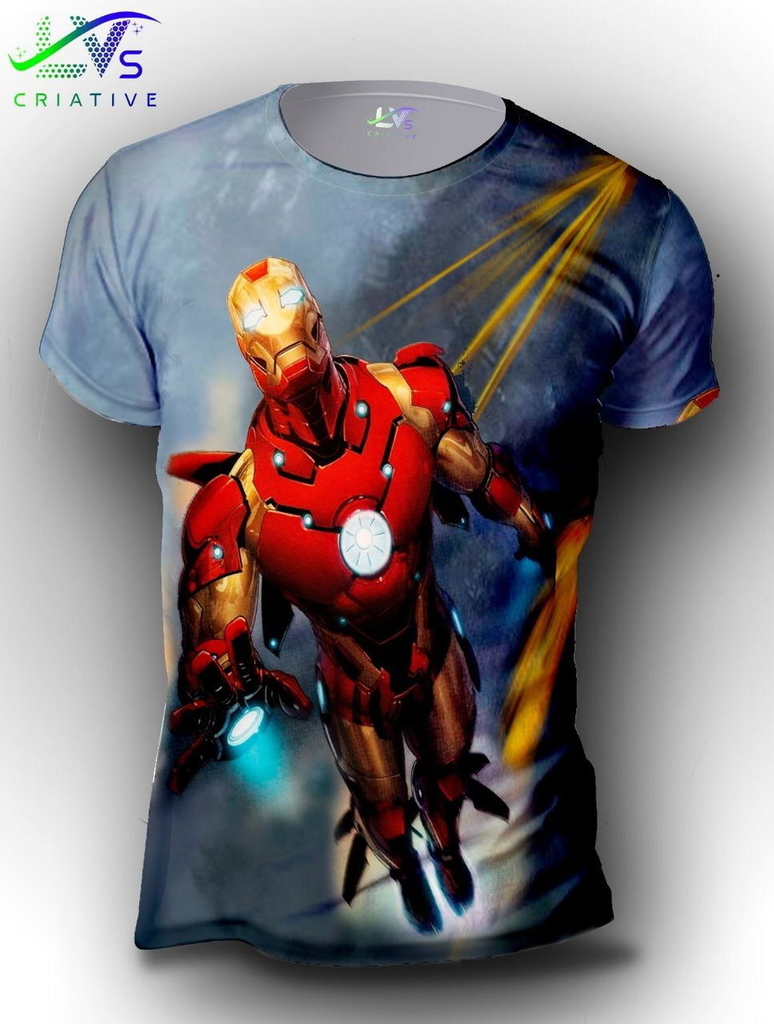 Camisa Camiseta Homem de Ferro Estampa Total HDF1