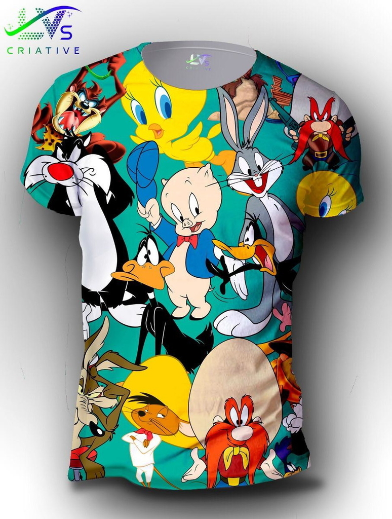 Camisa Camiseta Looney Tunes Turma Estampa Total Personalizada LT3