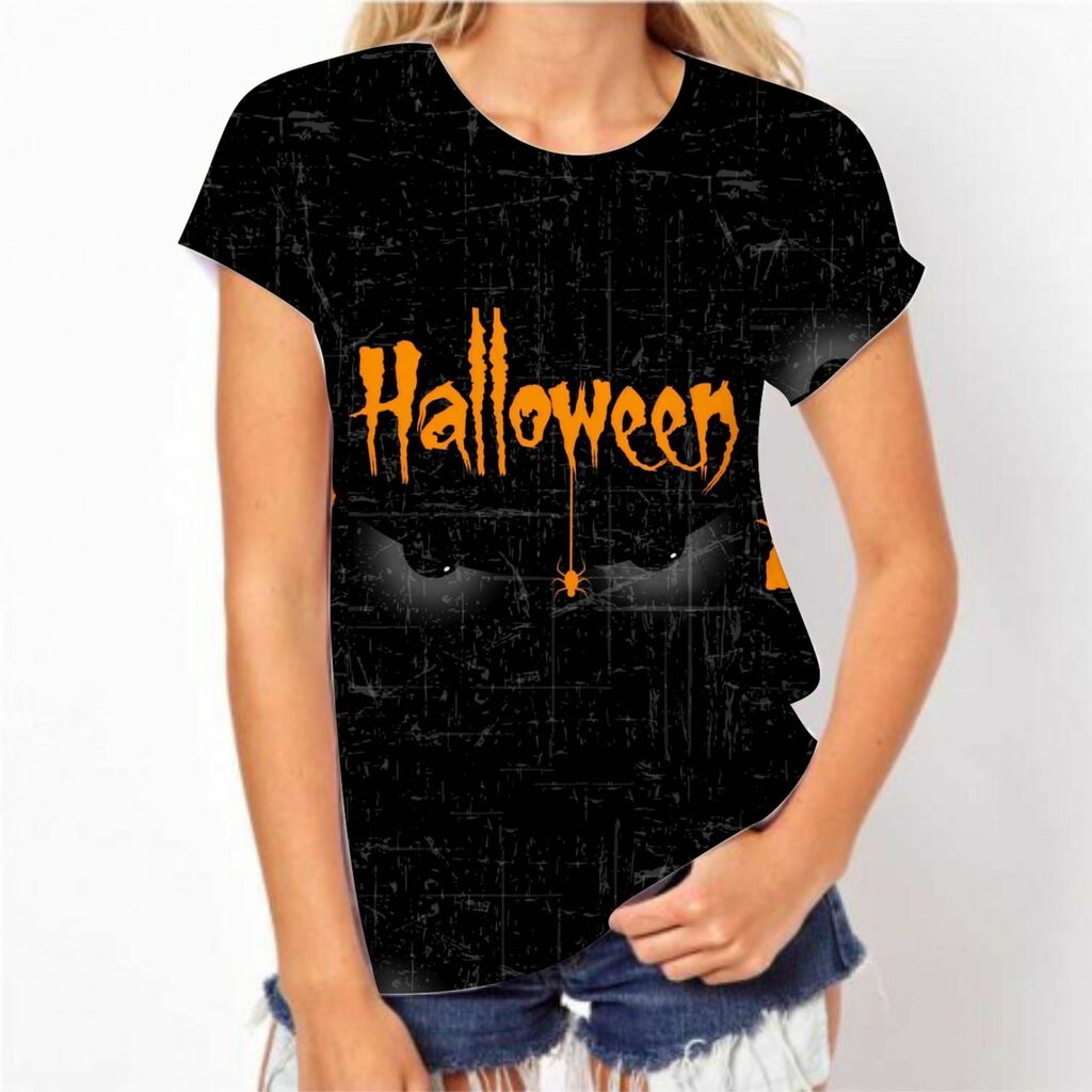 Camiseta Halloween Dia das Bruxas Abóbora Adulto Infantil Masculina Feminina  Baby look Estampa Total Personalize Sua Frase De Terror HLE05