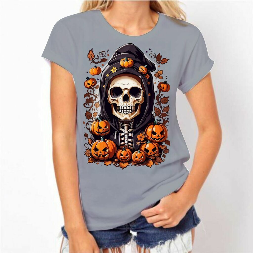 Camiseta Halloween Dia das Bruxas Abóbora Adulto Infantil