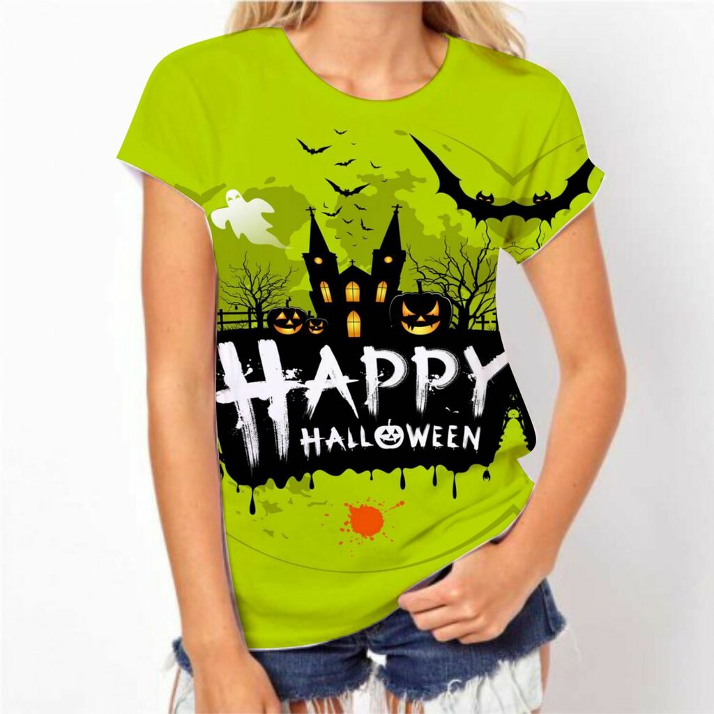 Camiseta Halloween Dia das Bruxas Terror Adulto Infantil Masculina Feminina  Baby look Estampa Total Personalizada HLE09