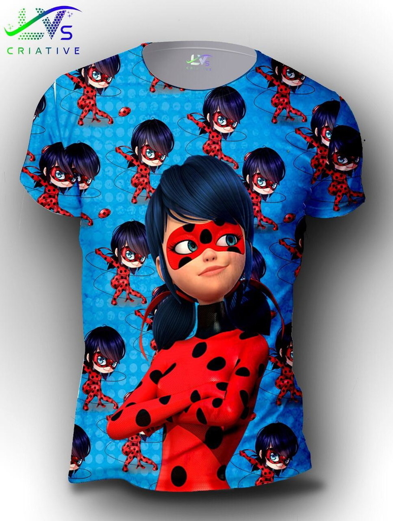 Camiseta Infantil Estampa Ladybug Miraculous Tam 4 a 10