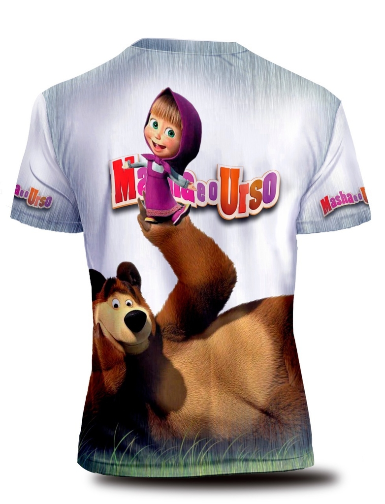 Camisa Camiseta Masha e o Urso Estampa Total Personalizada