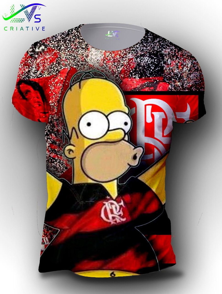 Camisa Camiseta Homer Simpsons Flamenguista Personalizada Estampa Total  SMP12