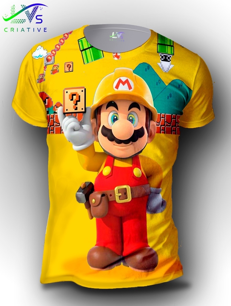 Camisa Camiseta Super Mario Maker Estampa Total Personalizada SMB11