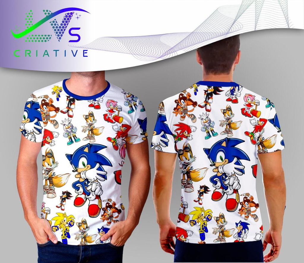 Camisa Camiseta Sonic Filme e Game Estampa Total Personalizado SNC6