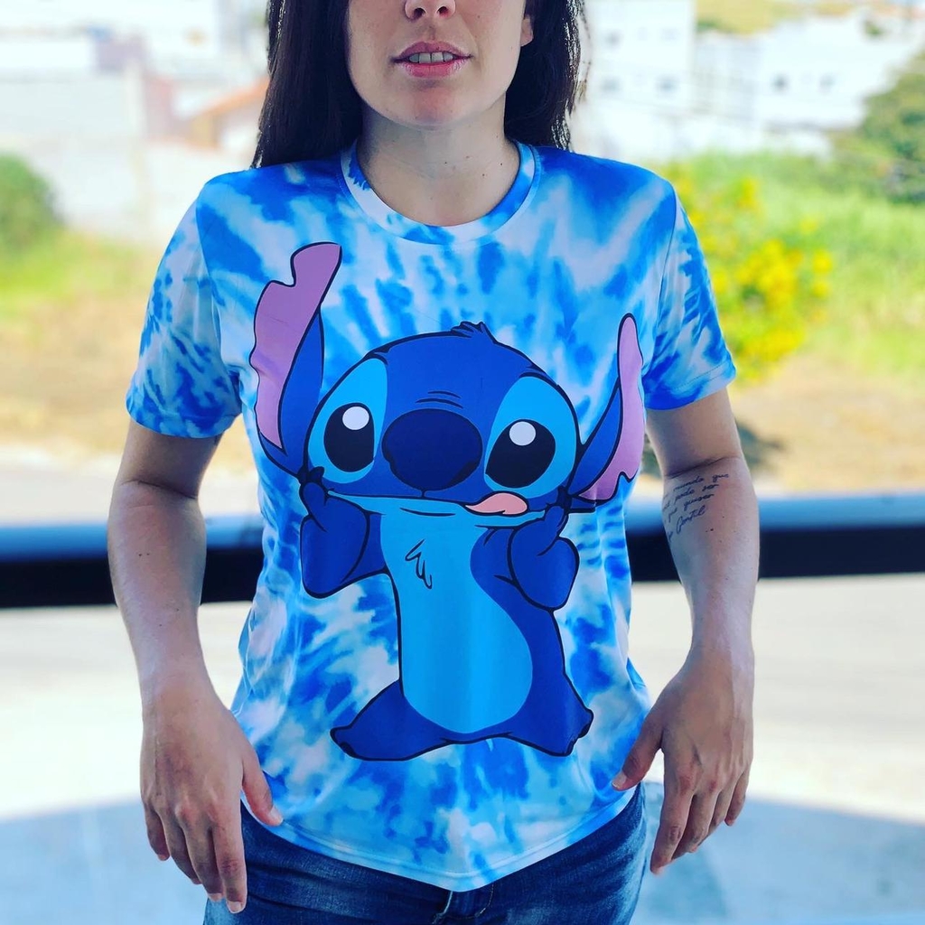 Camiseta Feminina Lilo e Stitch Tie Dye Stitch Personalizada